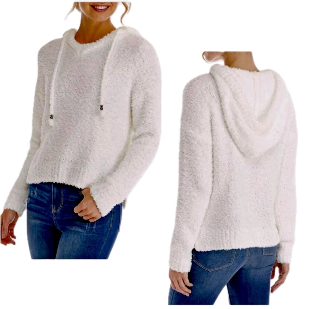 White Hooded Teddy Sweater